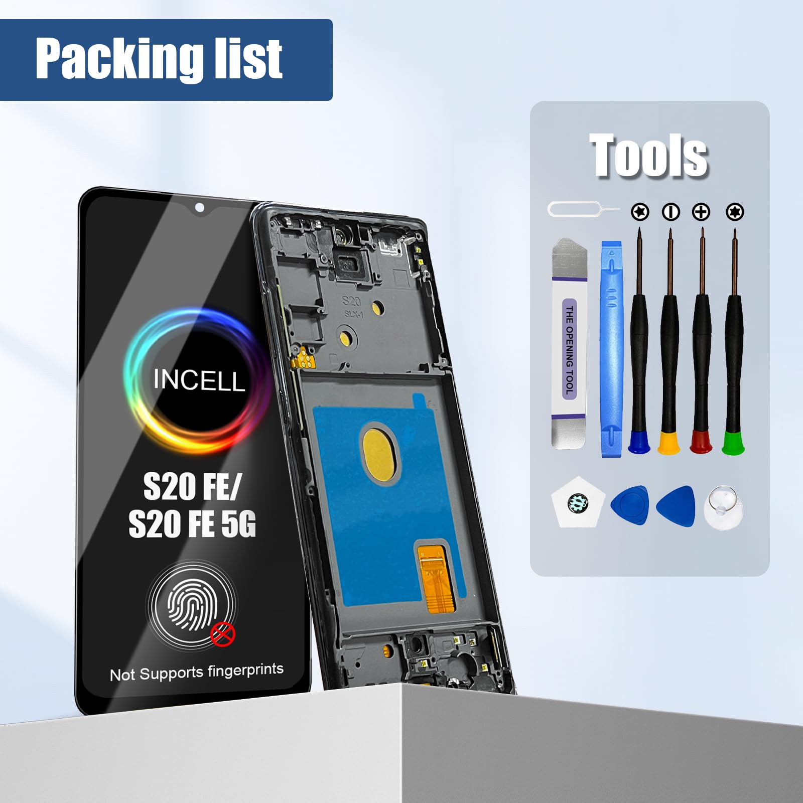 DTD LCD Display für Samsung Galaxy S20 Fe Display für Galaxy S20 Fe 5G LCD Touchscreen Digitazer Assembly Ersatz mit Reparatur Kit (Schwarz mit Rahmen, Ohne Fingerabdruckerkennung, 6.5")