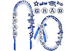 Blue and White Graduation Leis 2024