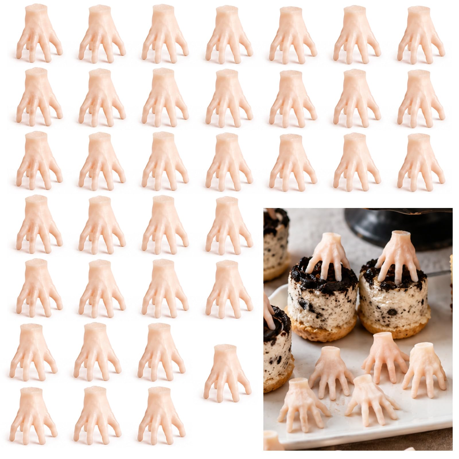 36PCS 3D Gothic Hand Cupcake Toppers Halloween Party Creepy Cake Picks