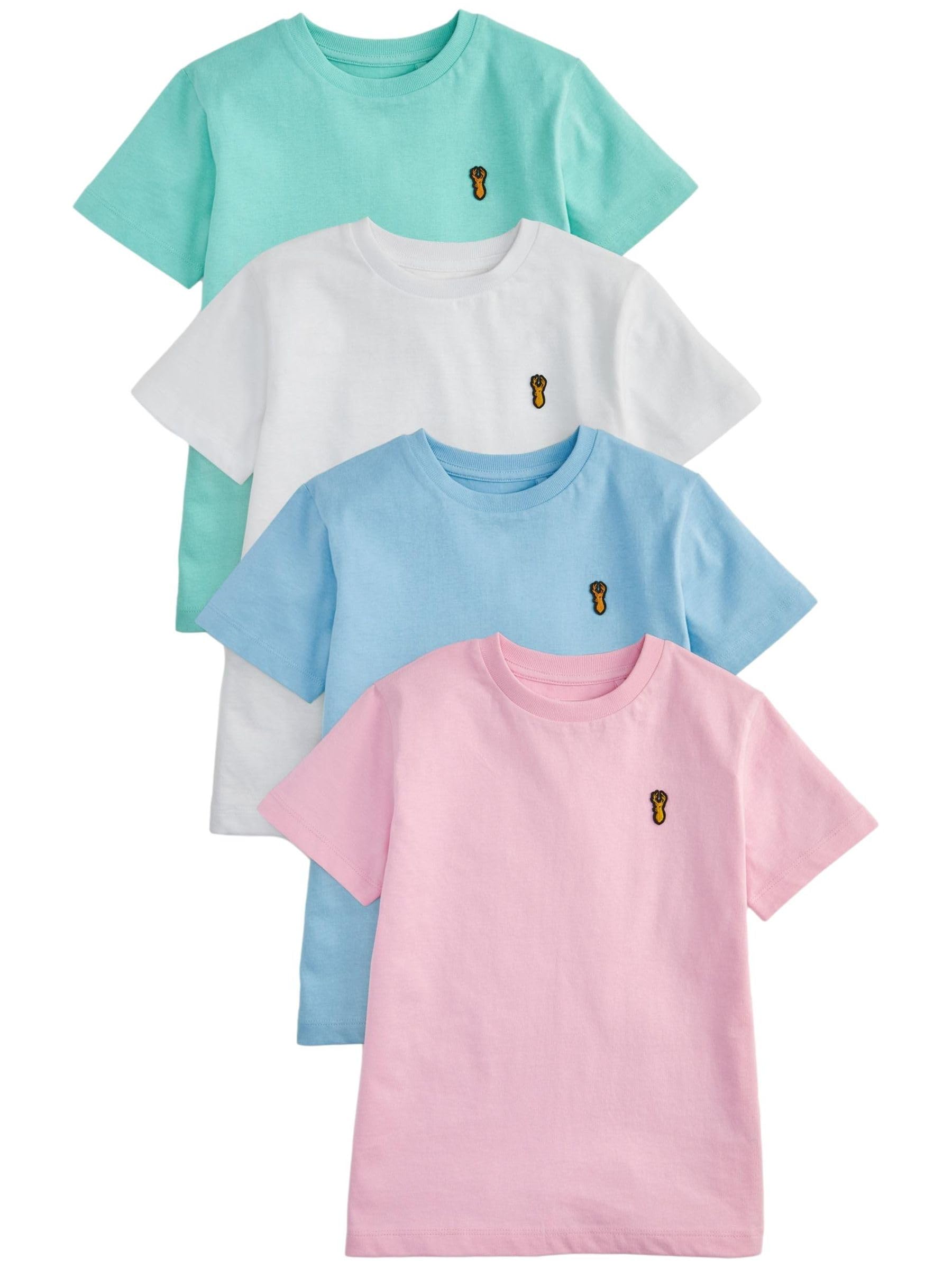 NEXT Niños Pack de 4 Camisetas de Manga Corta con Bordado de Ciervo