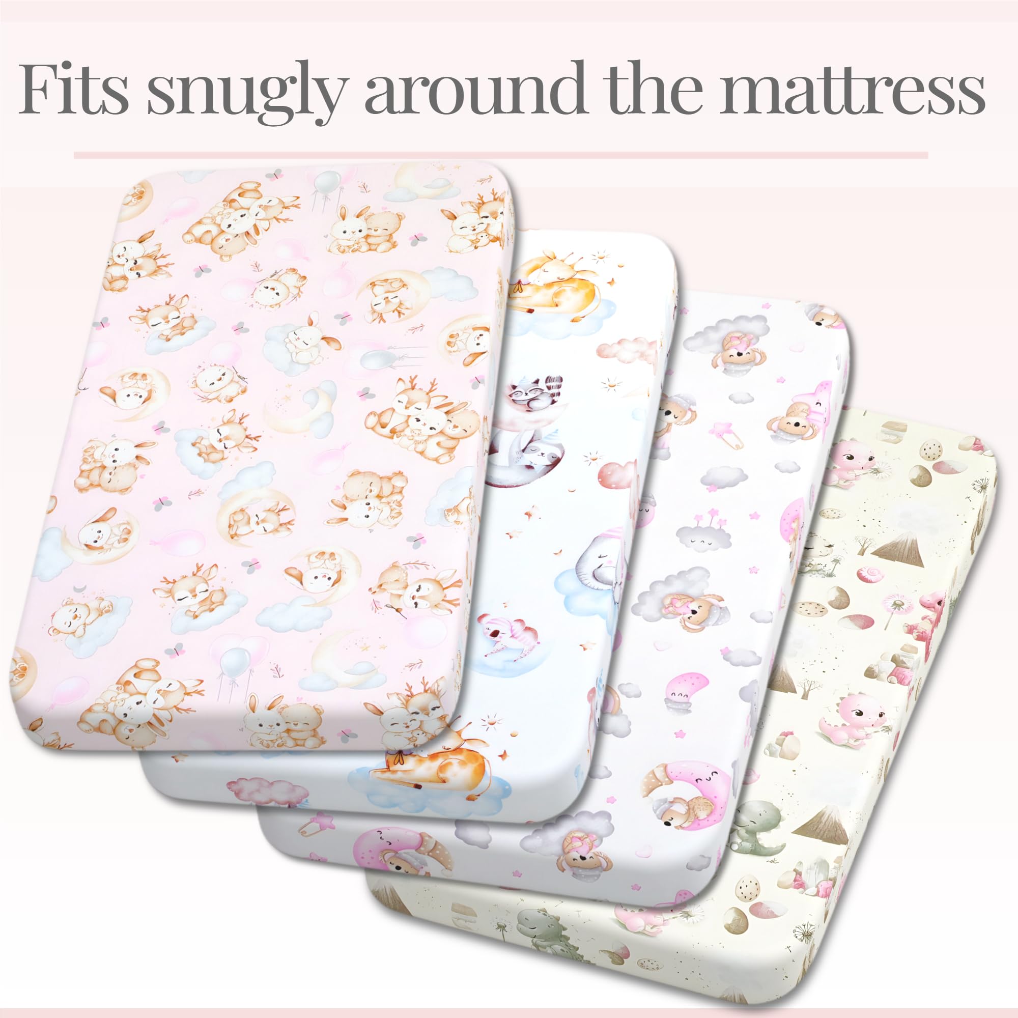 Next to Me Crib Sheets 83x50cm – 100% Cotton, Soft & Breathable Baby Bedding Set, 4-Pack Snug Fitted Baby Sheets for Bedside Cribs (83x50cm, SET 6-4pcs) — view 3