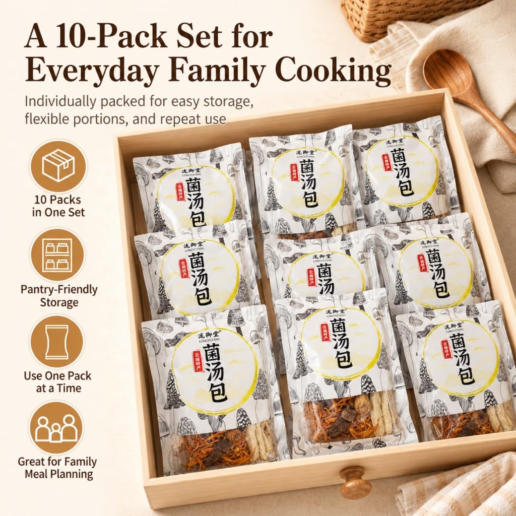 Paquete De 50 G X 10 Mezclas Coloridas Sopa Champiñones: Champiñones Silvestres Surtidos For Caldo, Olla Caliente Y Cocina