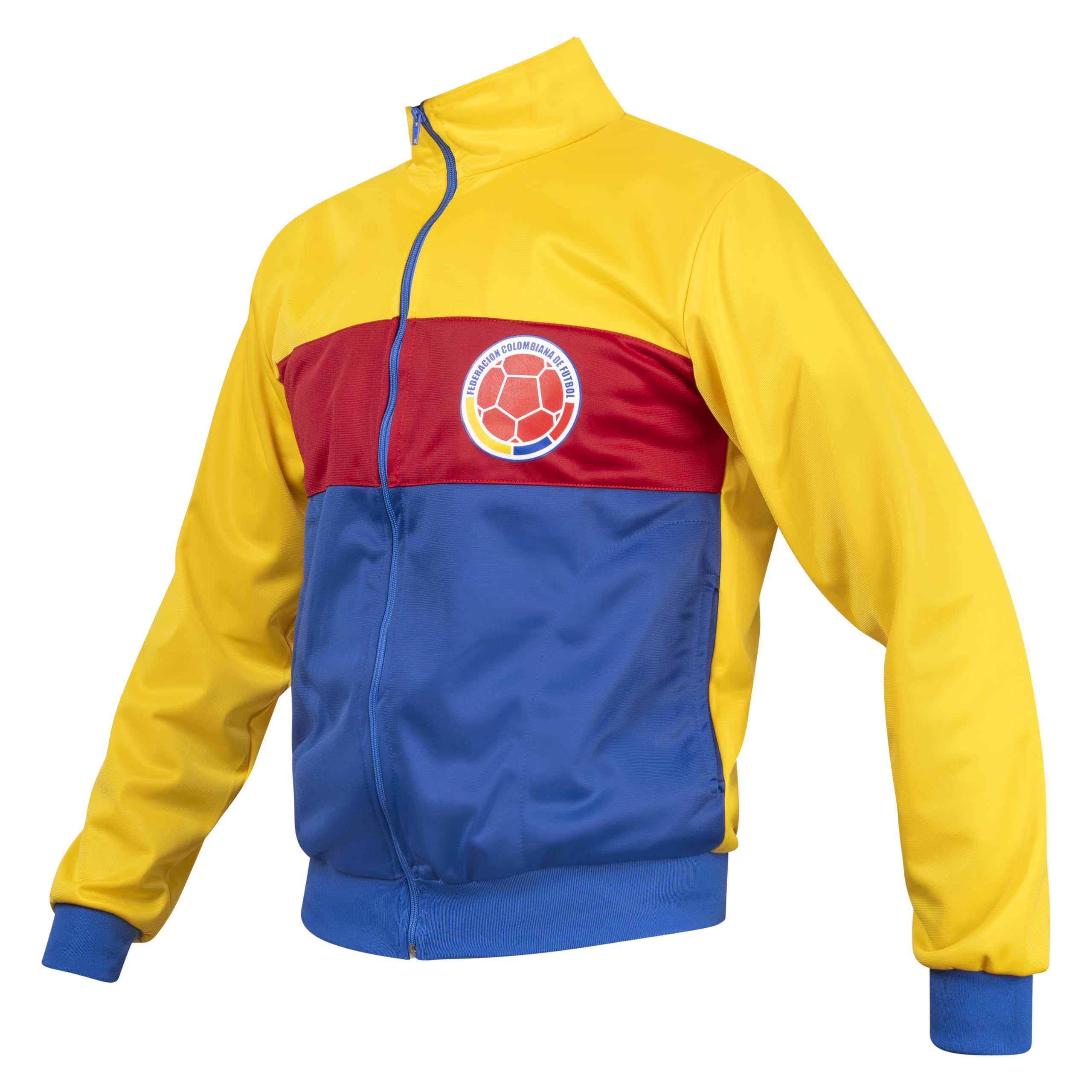 JL Sport Kolumbien Retro Fußball Gelb Blau und Rot Vintage Sportjacke