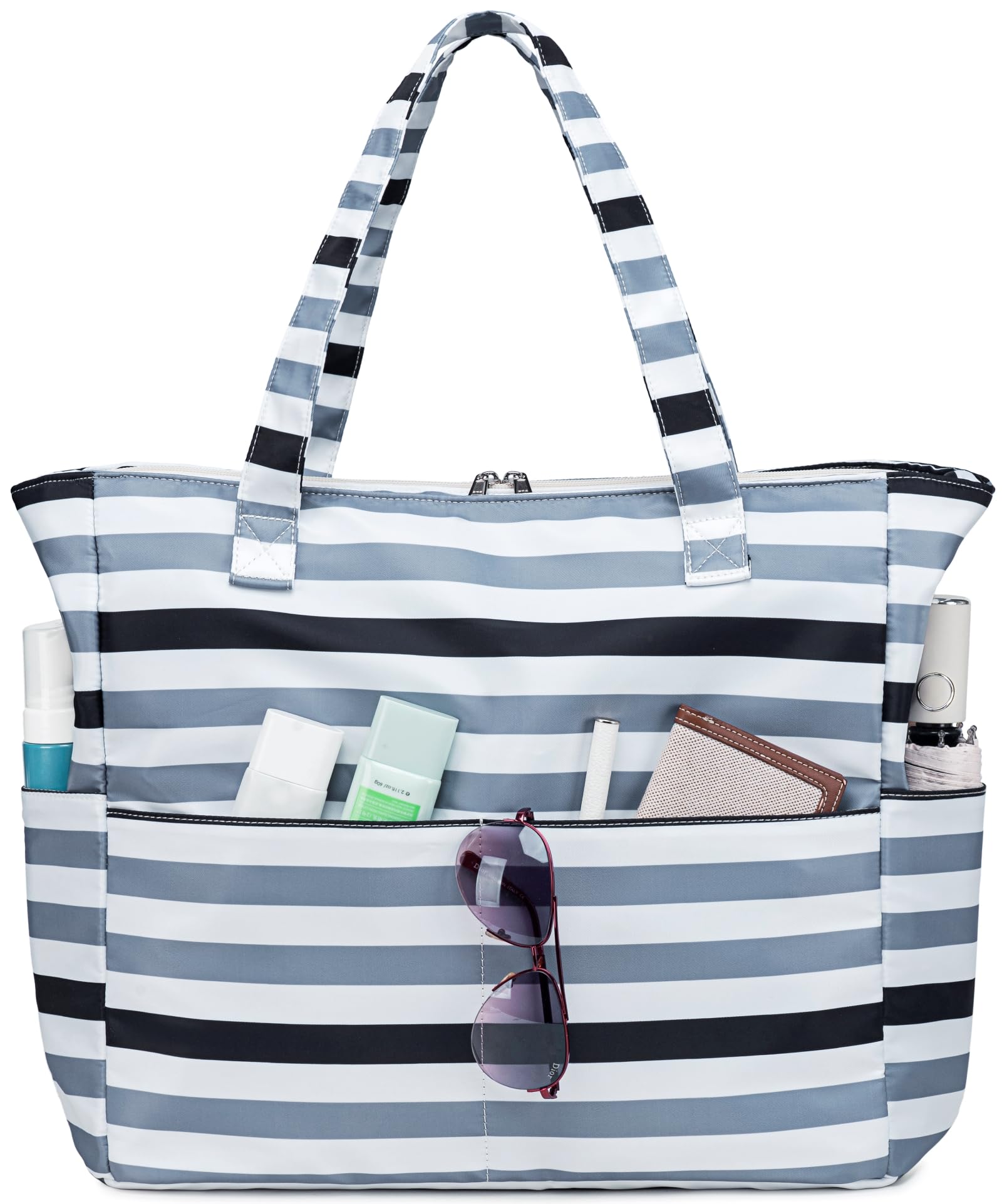 LEDAOU Bolsa de playa grande con cremallera para mujer, impermeable, bolsa de transporte, bolsa de transporte a prueba de arena con cremallera, piscina, fitness, bolsa de viaje familiar