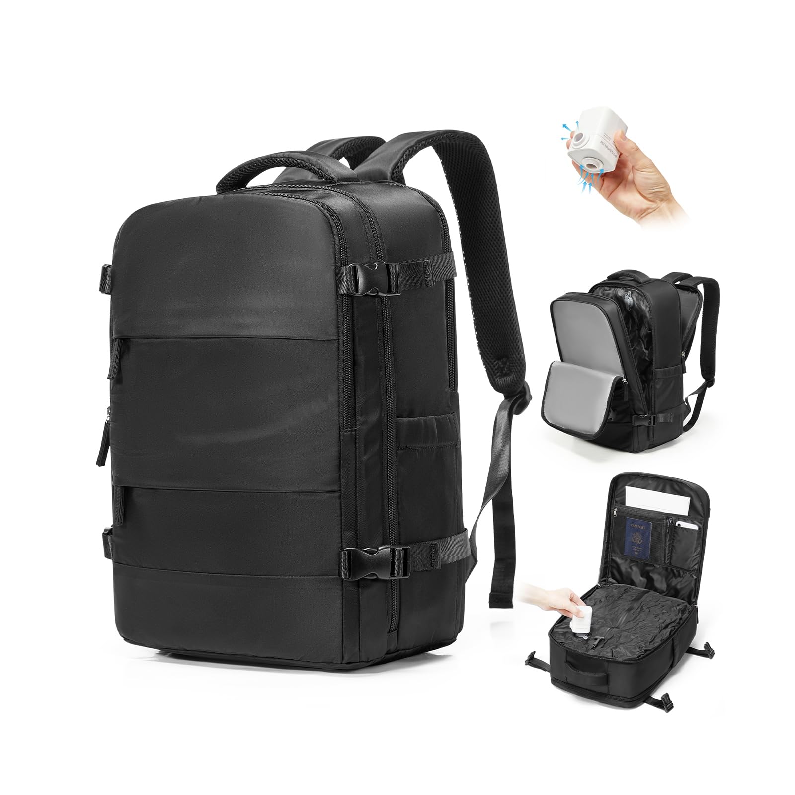 BJLFS Zaino Ryanair 40x30x20 Sottovuoto con Pompa Zaino da Viaggio Ryanair 40x20x25 Borse da Cabina per Wizzair Bagaglio a mano Easyjet Sottovuoto Zaino Casual per Laptop 14 Pollici