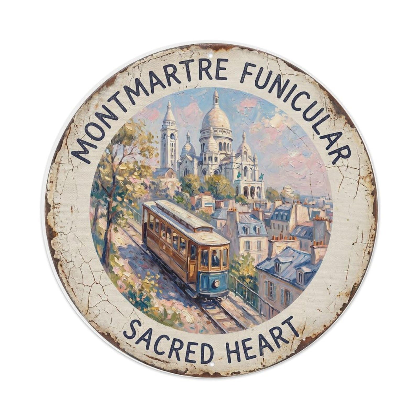 Vintage Travel Funicular Railway France Metal Tin Sign