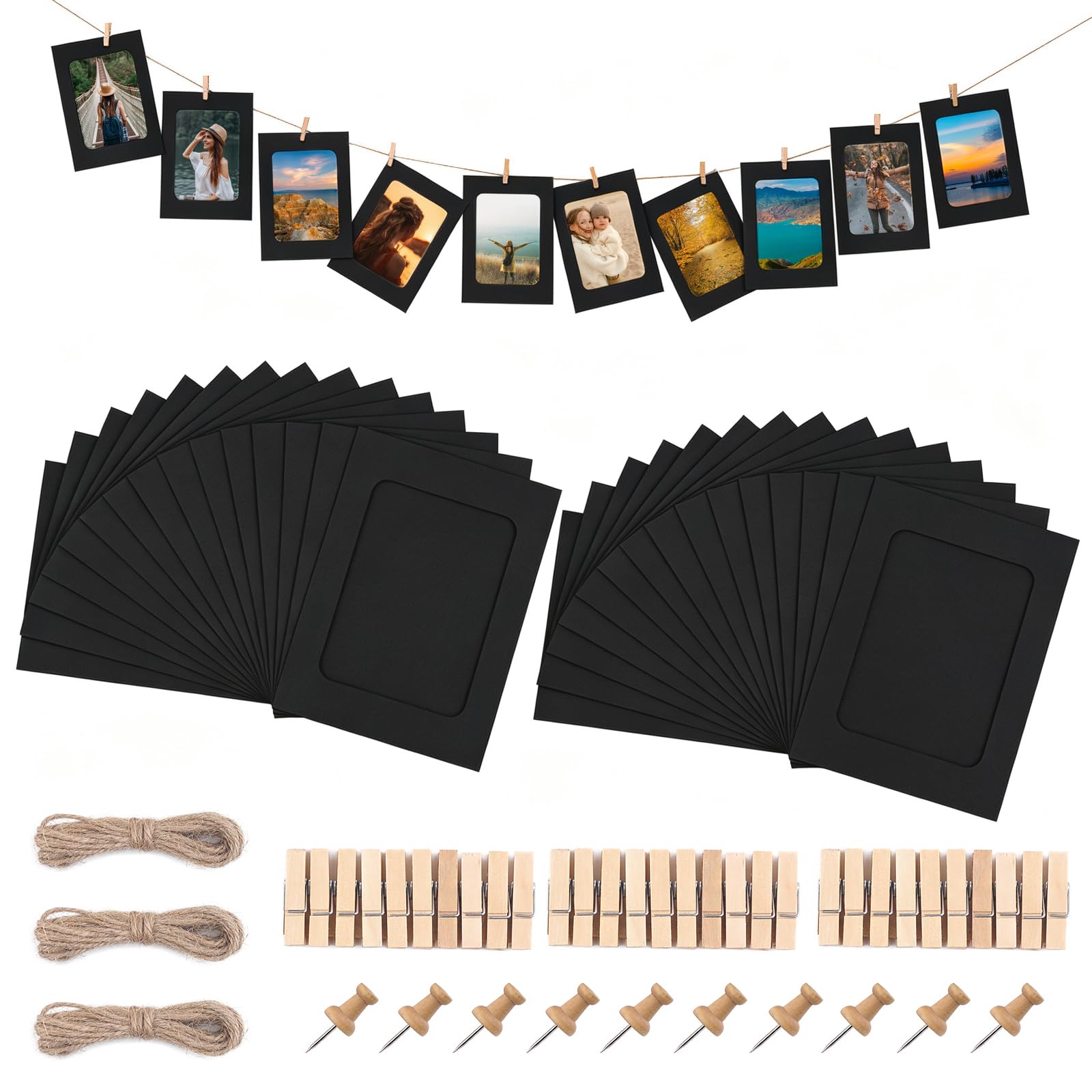 JINTANG 30 Pcs cardboard photo frames,6x4 Inch Paper Photo Frame Black