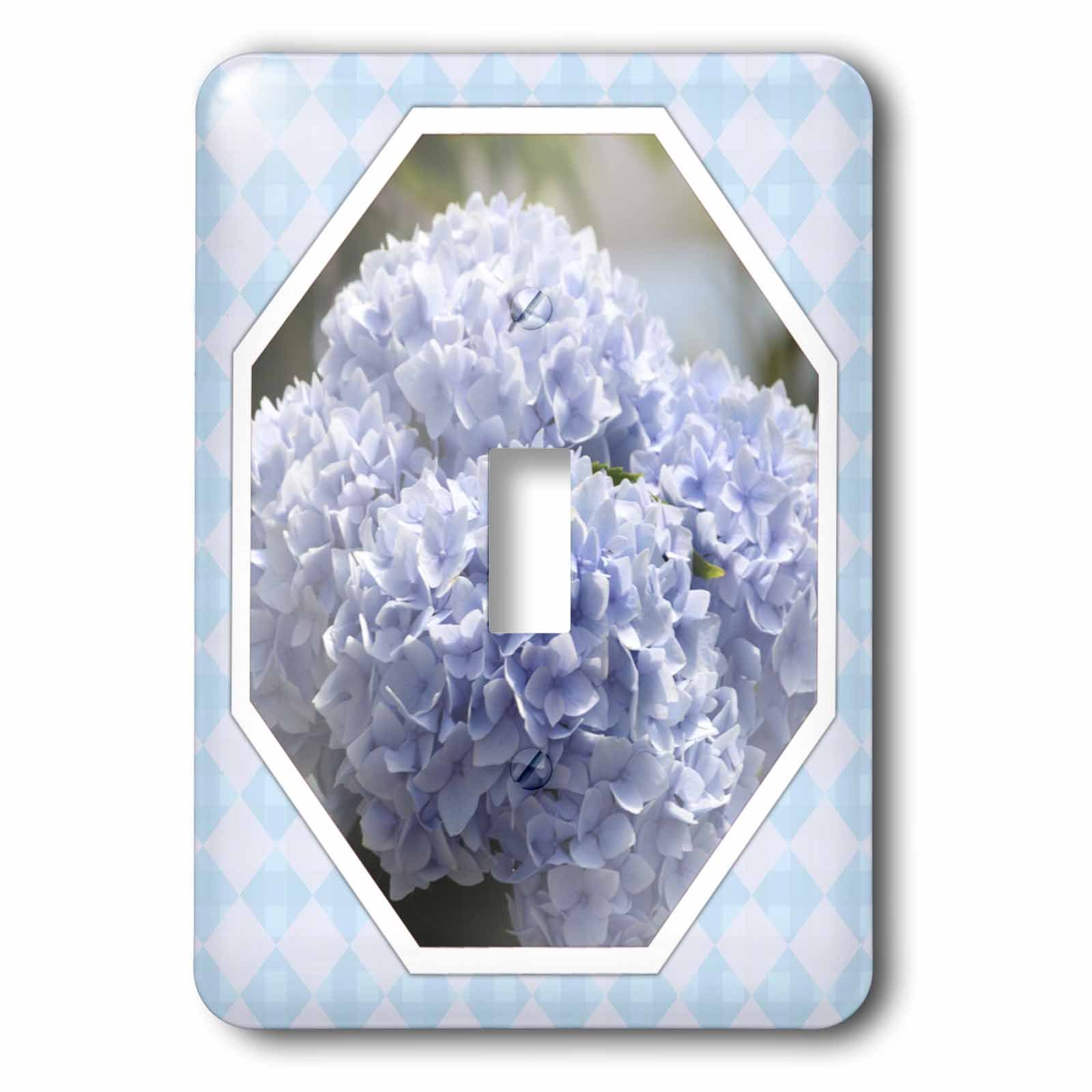 Interrupteur à bascule simple fleurs d'hortensia bleues floral