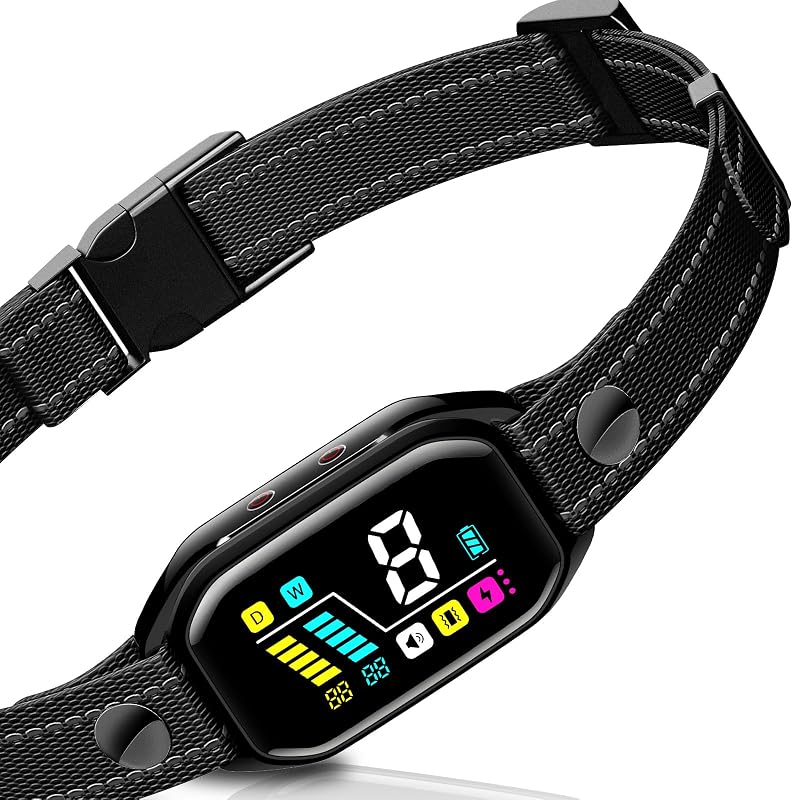 Coleira Antilatido Inteligente com Rastreamento de Latidos wisafoi CP20, 6 Modos e 9 Níveis de Sensibilidade, Gloss Black, 1 unidade