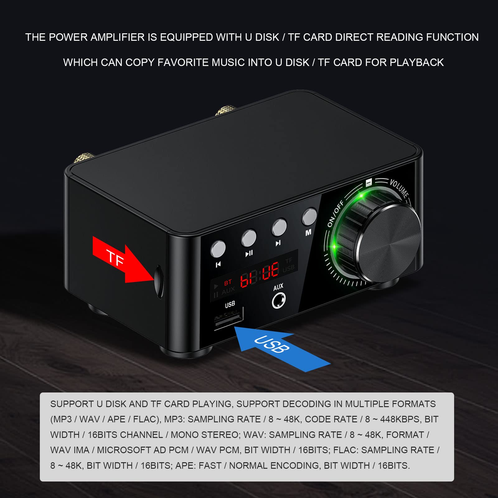 Topteng HiFi Mini Bluetooth 5.0 Digital Power Sound Amplifier Stereo Audio Receiver USB