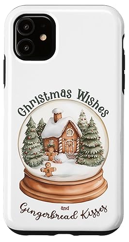 iPhone 11 Christmas Wishes Gingerbread Kisses Holiday Snow Globe Case