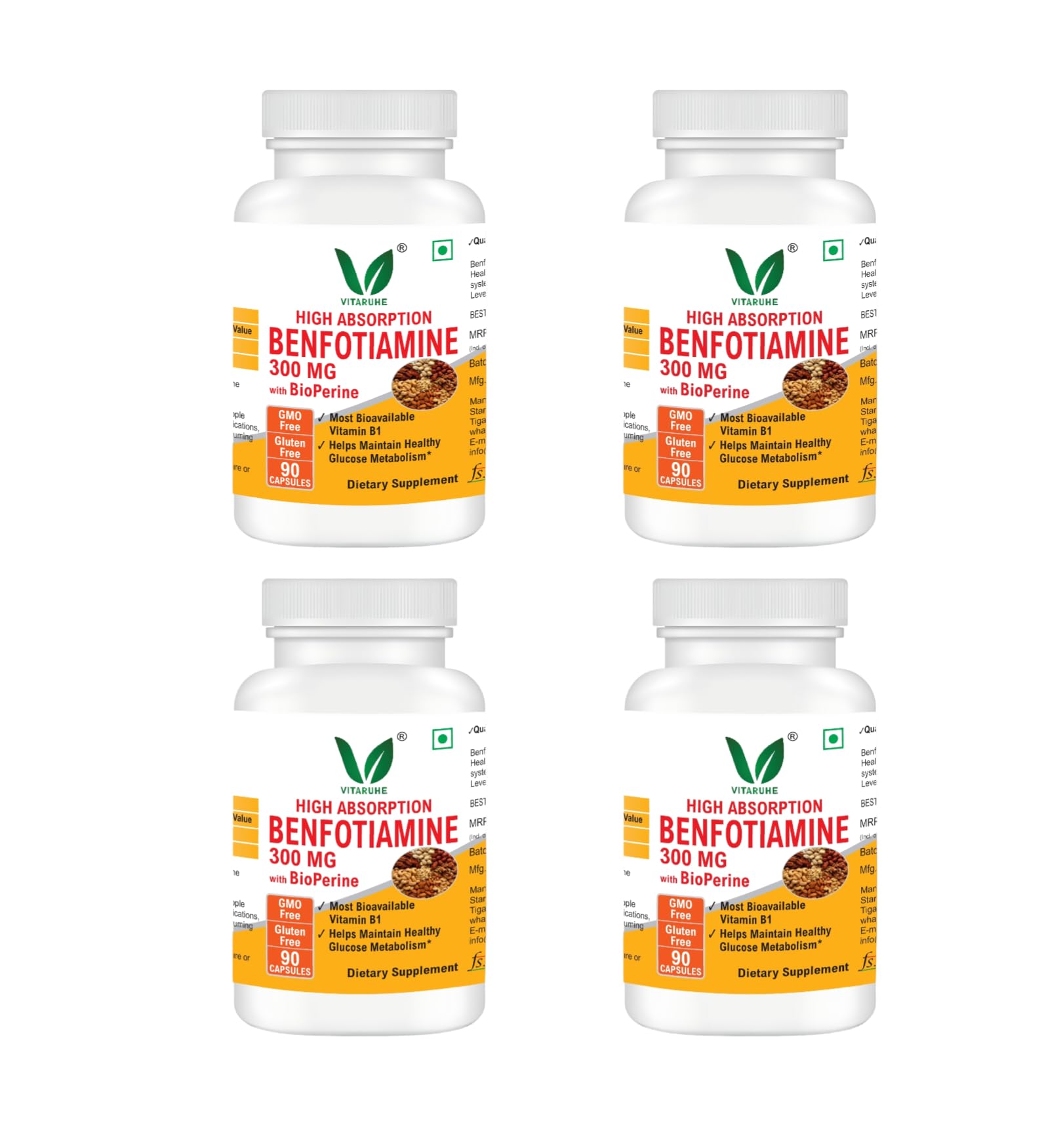 VITARUHE® Benfotiamine 300 Mg With Bioperine; Helps Maintain Blood Sugar Levels, 90 Capsules (Pack of 4) (B0CCBXW945) Amazon Price History, Amazon Price Tracker