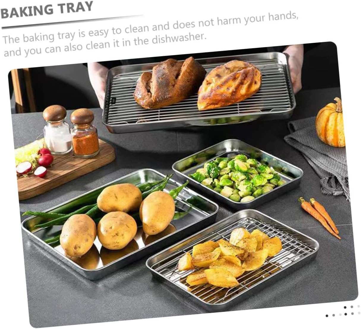 1set Multi-function Baking Rack Non-stick Camping Baking Pan Wire Rack for Oven Cooking for Cookies Cakes and Desserts