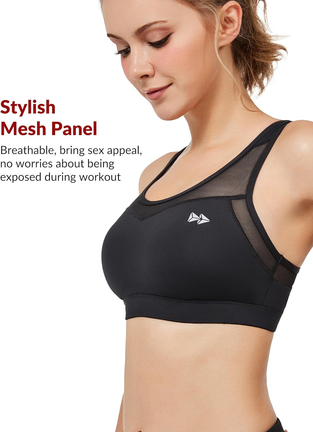 Yvette Plus Size Sports Bras for Women Comfortable Racerback Supporttive Sports Bra Medium Impact Wireless - Image 3