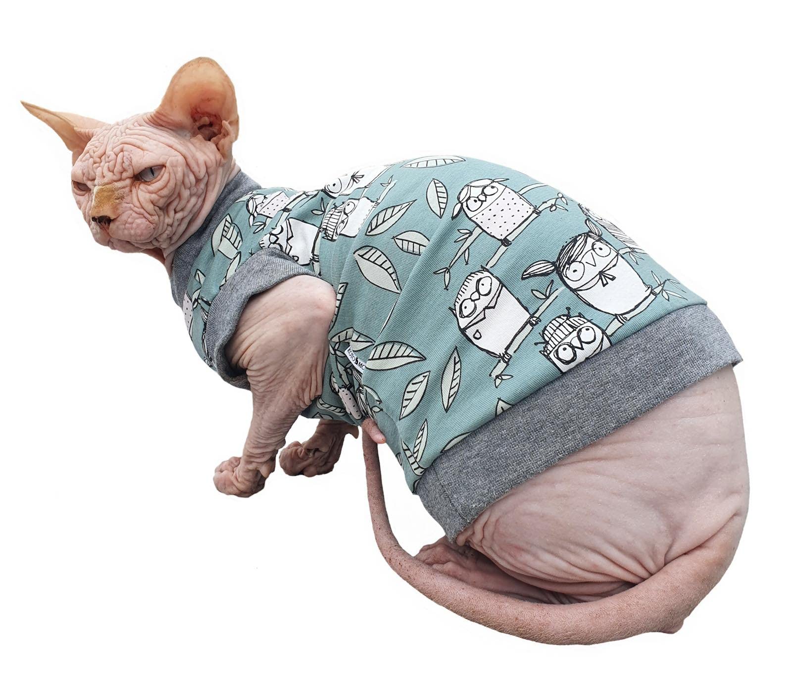 Amazon.com : Kotomoda Cat's T-Shirt Tender Owl Green for