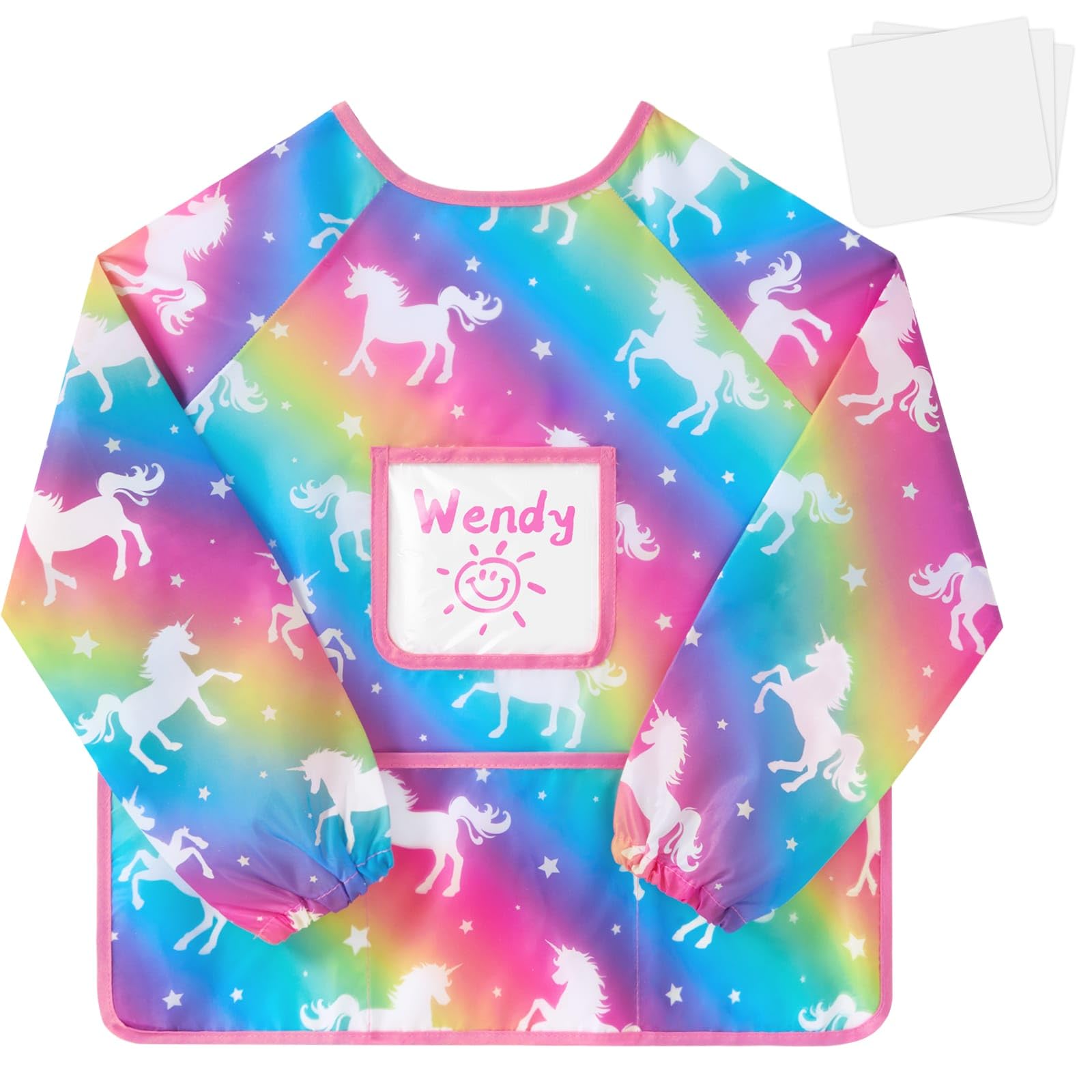 WERNNSAI Kids Art Smock, Unicorn Toddler Art Smock for Girl Art Essentials Kids Painting Apron