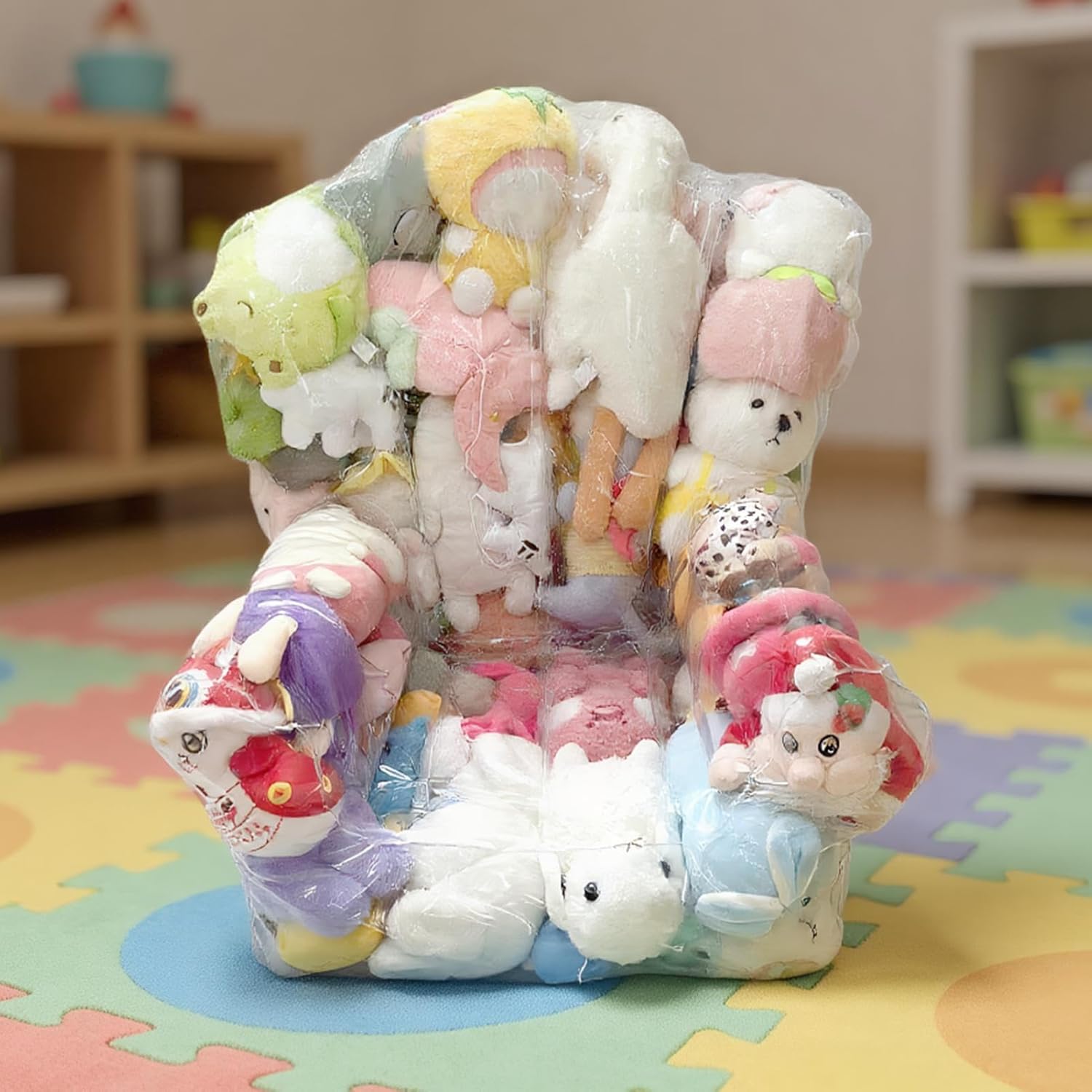 ビーンバッグカバー | 透明なぬいぐるみ収納ビーズクッション - リビングルーム プレイルーム 教室用 大型ソファ ジッパー付き 子