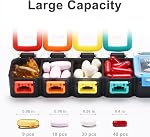 Fullicon Moisture Proof Pill Organizer 2 Times a Day, Large Pill Box 7 Day, Spill Proof Pill Case, Travel Pill Container, Medicine Organizer with Secure Lids, Daily Vitamin Organizer (Rainbow Black)