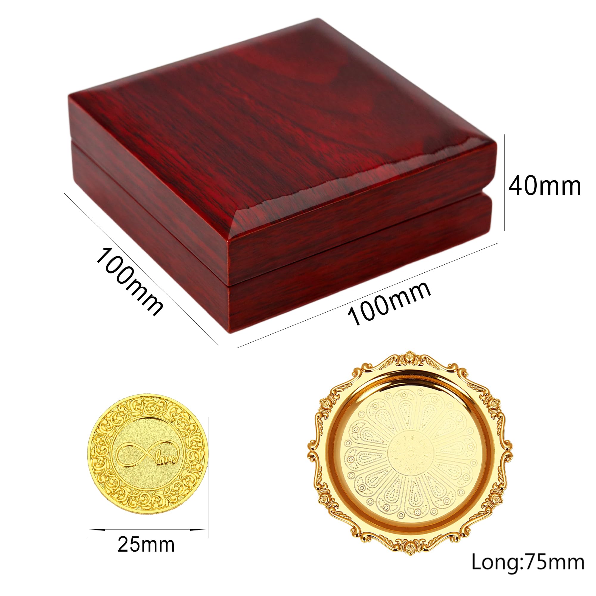 TINGKU Arras para Boda Católica - Juego de 13 monedas de boda Arras de Boda Cristiana Aras de Matrimonio, caja de madera para boda católica tradicional (Gold)