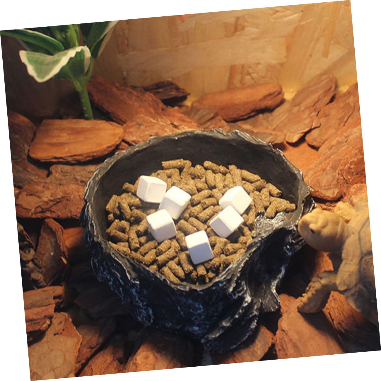 72 Stück Schildkrötenzähne Garnelen Mineralbälle Tank Spielzeug Reptisoil Hamster Kauspielzeug Beißspielzeug Quadratischer Stein Reptilien Schildkröte Tank Zubehör Weiß Kleine
