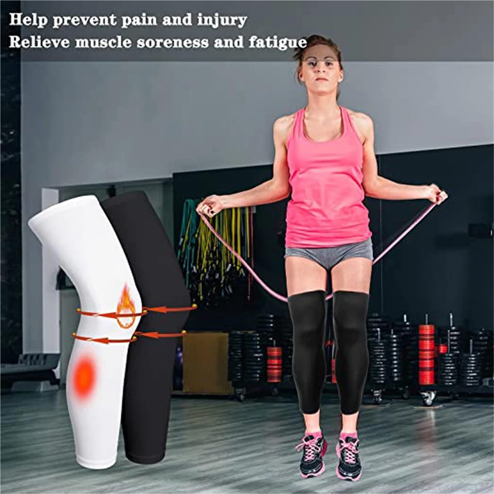 MRKU Genouillères de Sport antidérapantes, Manchons de Compression et de Maintien, 1 pièce, Sangle de Protection, Respirantes et Anti-UV, pour Le Cyclisme et Le Basketball en extérieur.