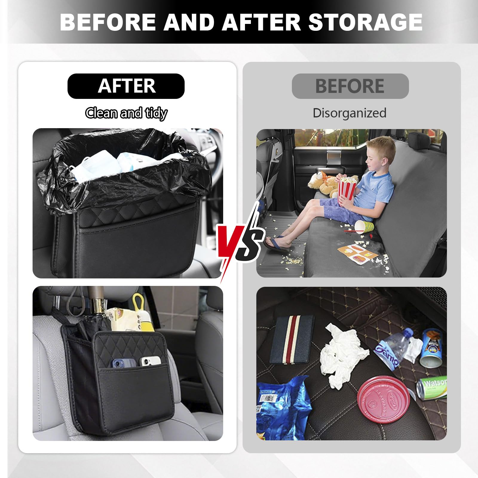 Car Back Seat Organizer,Pu Leather Seat Storage Bag,Hanging Car Tidy - Image 4