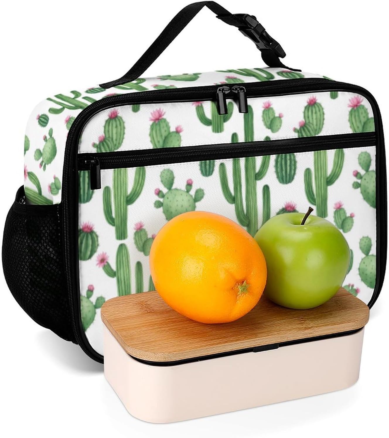 Watercolor Cactus Reusable Lunch Box Insulated Lunch Bag Cooler Bag Lunchbox Meal Food Container Tote Bag for Women Kids Girls School Camping Hiking Picnic Beach Travel