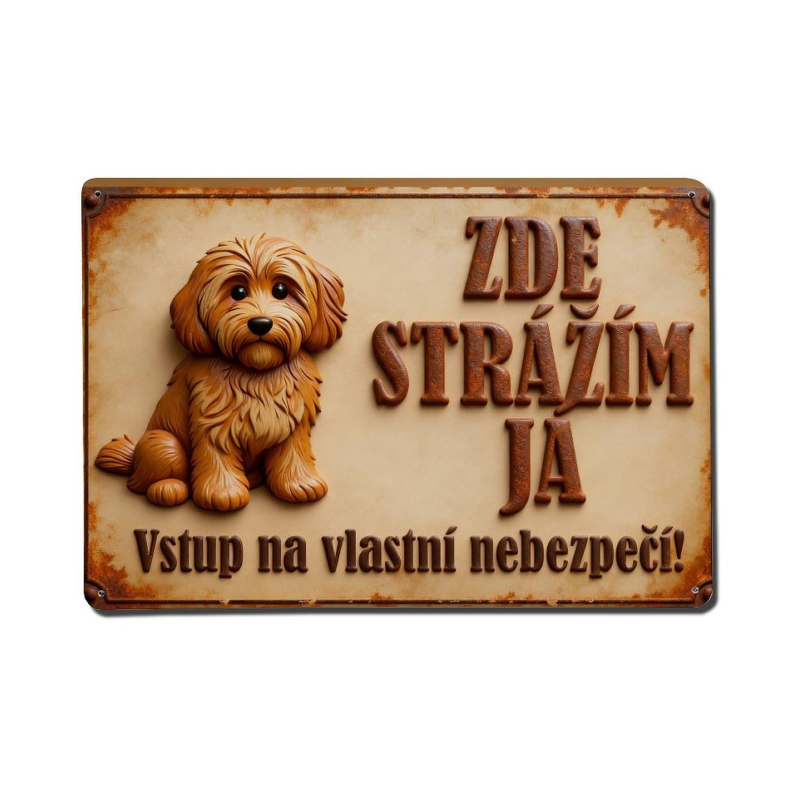 Dog Guarding Sign Warning Entry Metal Tin Sign Plaque