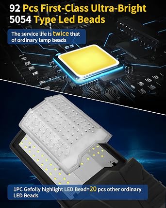 Gefolly SL-9000W Solar Street Lights Outdoor, Commercial Parking Lot Light | Dusk to Dawn IP67 Waterproof 6500K Security Flood Lights Lamp for Yard, Road, Basketball Courts