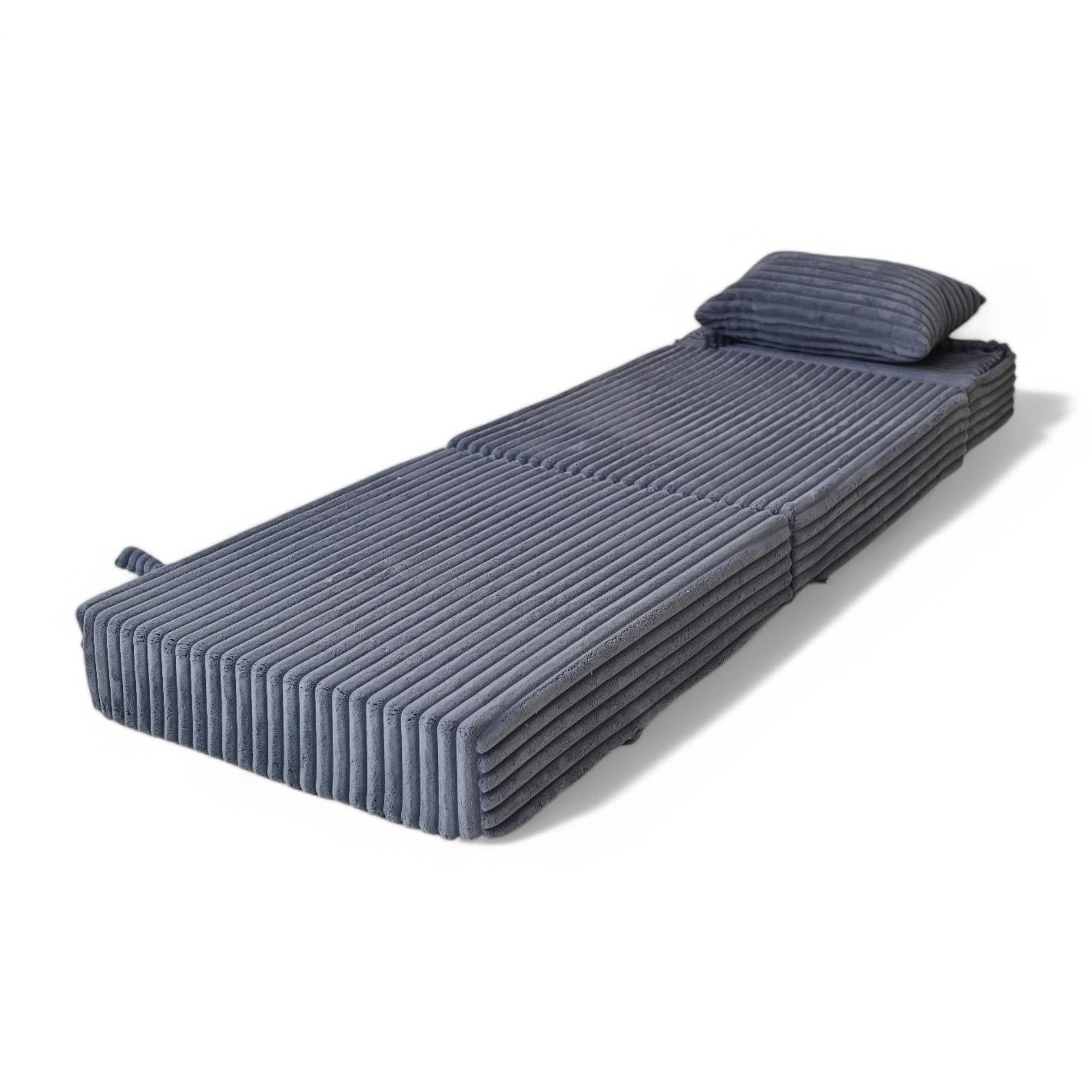 Odolplusz Składany materac premium 70 x 205 x 15 cm, 3-częściowy z wyjmowanym pokrowcem, bardzo gruba pianka 15 cm, dla gości i w podróż (grafitowy)