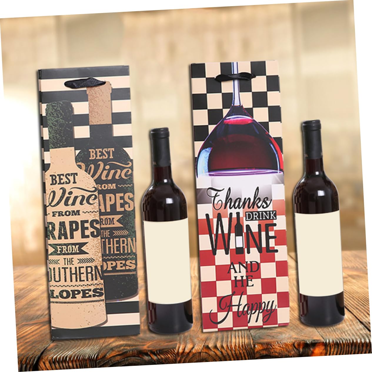 Bolsas para Botella de Vino Tinto de Papel 12 Piezas