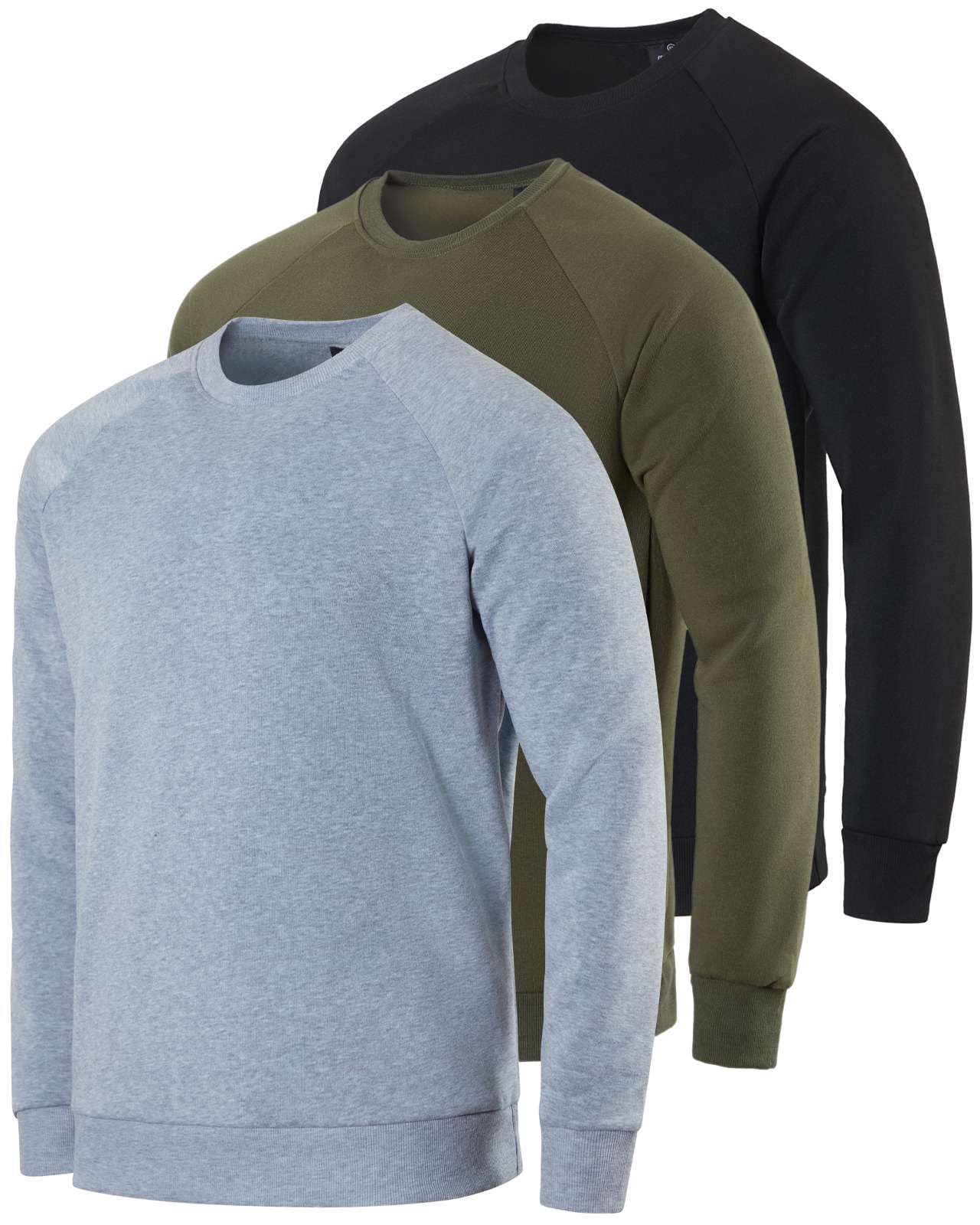 Real Essentials 3 Pack: Men's Soft Plush Fleece Crewneck Sweatshirt - Athletic Pullover Sweater (Available In Big & Tall)