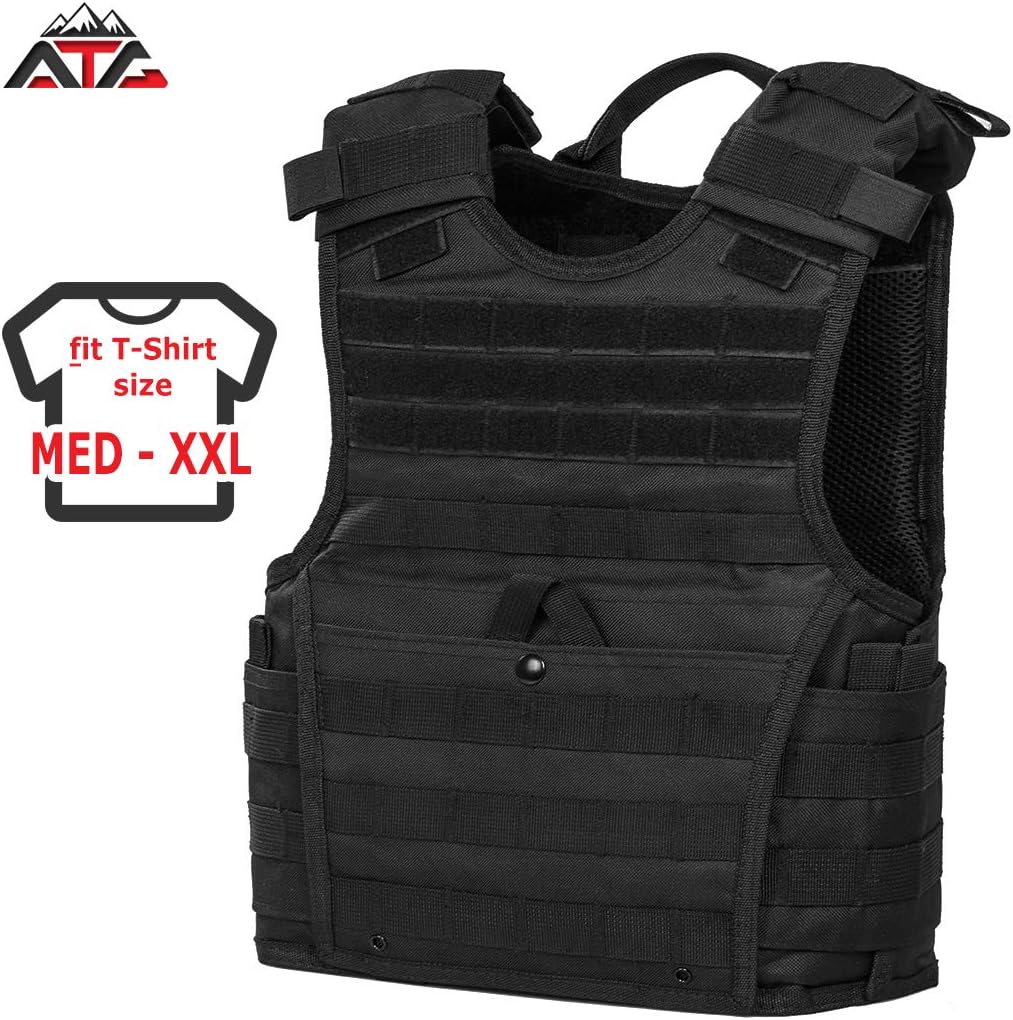 ATG Tactical Expert Vest 11"X14" MOLLE and PALS Fully Adjustable Law Enforcement (Black) : Sports & Outdoors