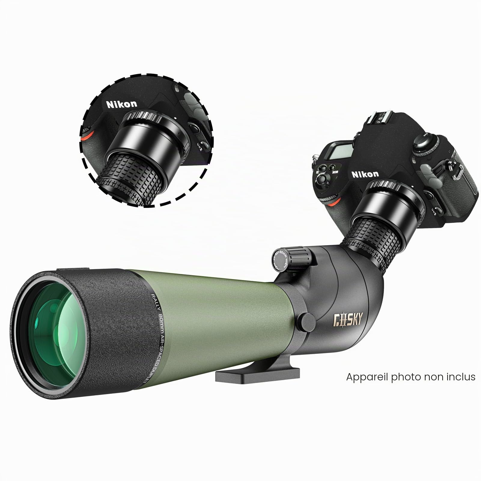 Gosky 20-60x80 Longue Vue - Lunette d'observation pour tir à la Cible Chasse Observation d'oiseaux Paysage Animalier (avec Support de téléphone + Support SLR Compatible avec Nikon)