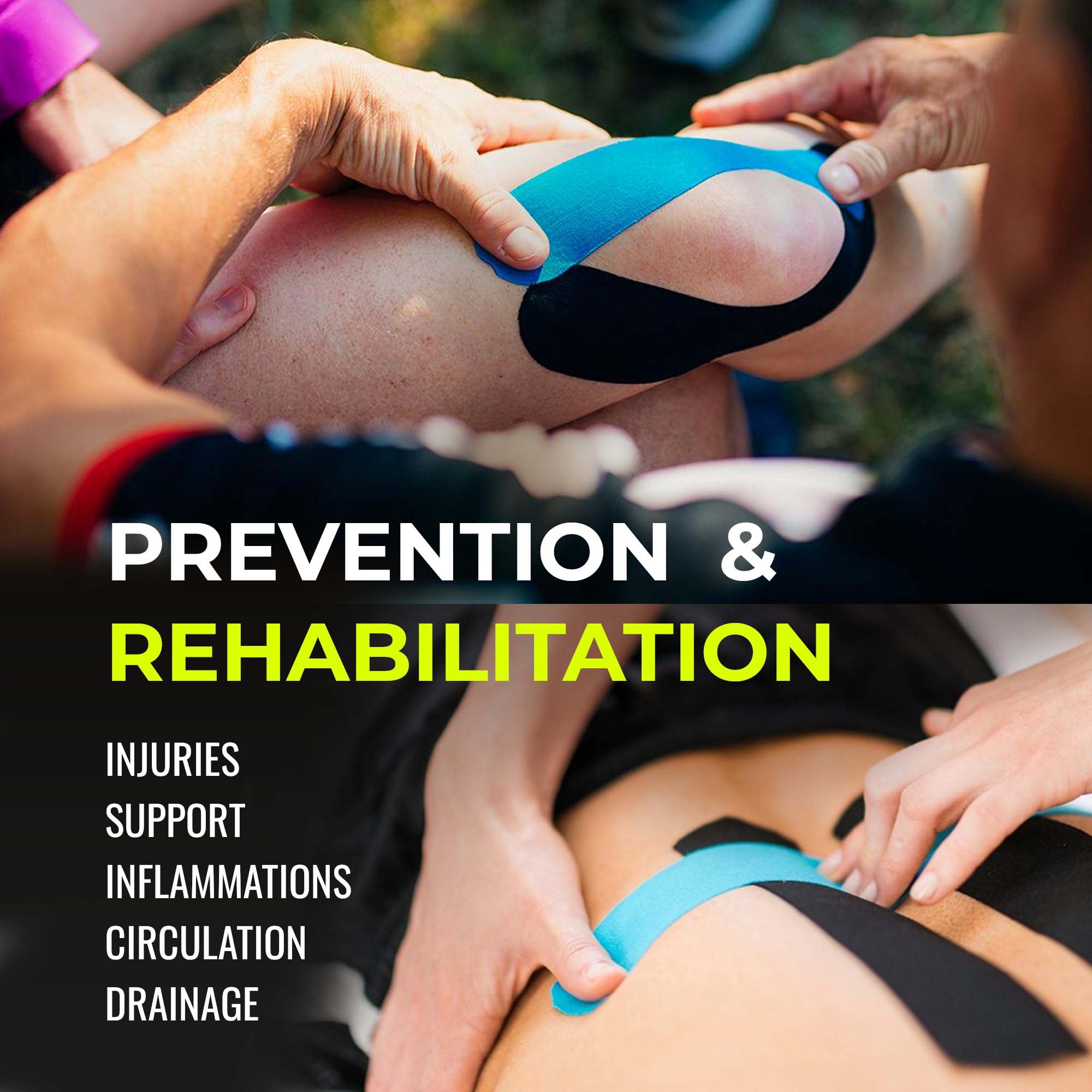 KALAHARI Profesjonalna Taśma Kinezjologiczna plus E-Book z metodami Aplikacji - Syntetyczna Kinesiology Tape zapewniająca lepszą Przyczepność i Wodoodporność oraz Odporność na Pot - 5cm x 5m NIEBIESKI