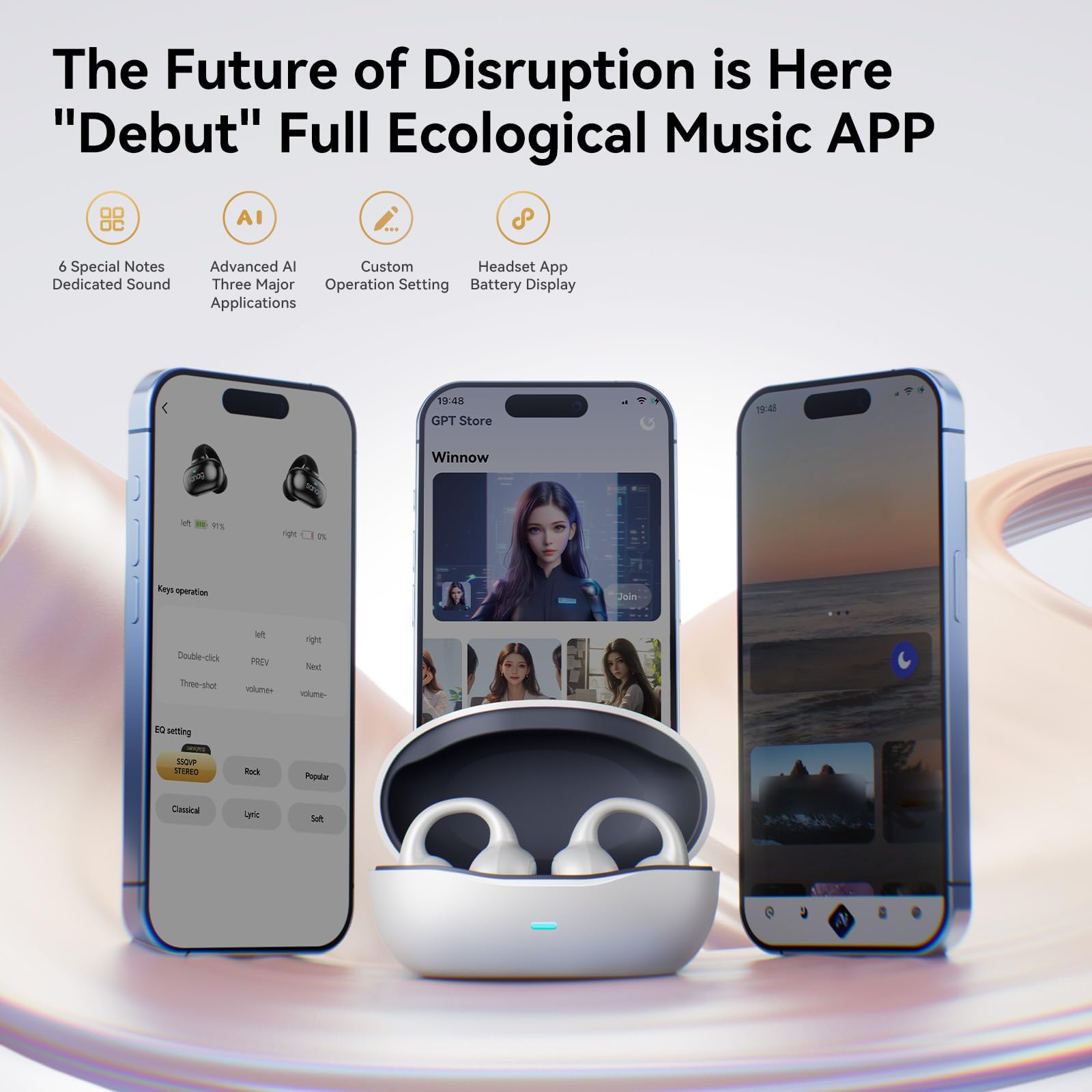 SANAG Z50PRO Sport Cuffie Bluetooth Clip Orecchio, Open Ear Auricolari 36 Ore Bluetooth 5.3 Impermeabili compatibili con iPhone/Samsung Phone per Uomini, Donne-White