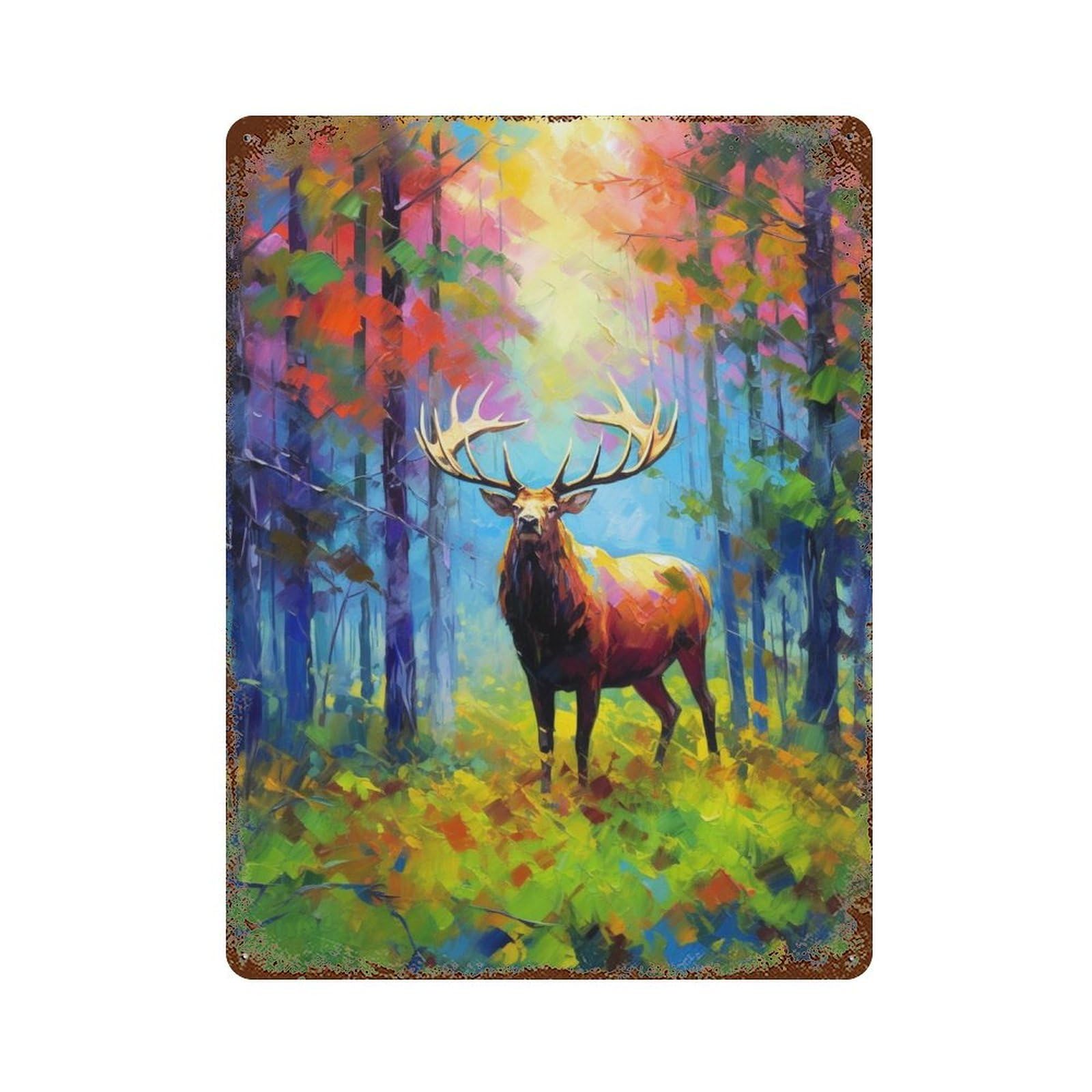 Autumn Forest Majesty 15.7"x11.8" Vintage Metal Tin Sign, Industrial Home Decor for Farmhouse, Kitchen And Entryway Decor