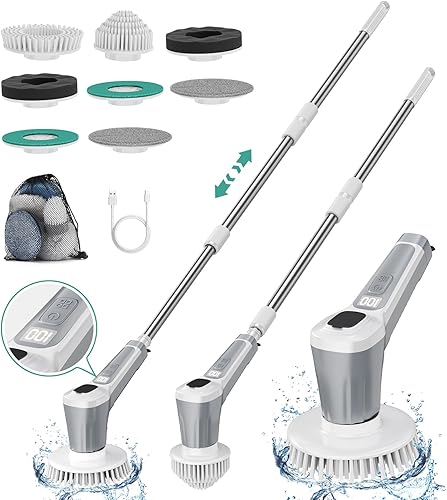 Depurador eléctrico giratorio, depurador giratorio de energía de batería de 4500 mAh, limpiador giratorio profesional impermeable IP68, cepillo de