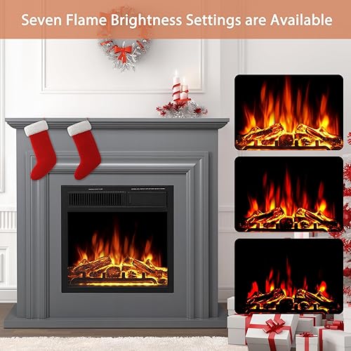 Miniatura 5 de Xbeauty Chimenea eléctrica de 36 pulgadas con repisa, caja de fuego envolvente de madera, soporte de TV con troncos, llama LED ajustable, control