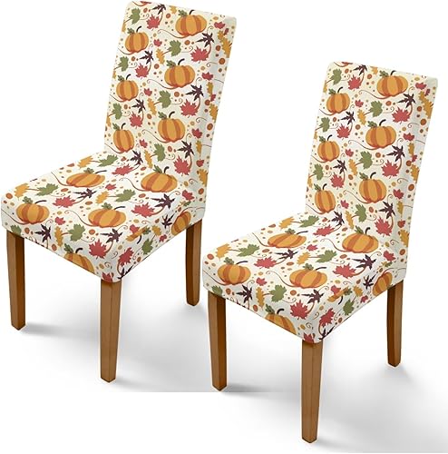 Miniatura 55 de Rnyleeg Fall Autumn Seat Covers for Dining Chairs Set of 2 Leaves Themed Stretch Dining Chair Covers Soft Comfy Chair Slipcovers for Kitchen Hoja de