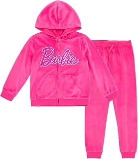 Barbie Velour Matching Family Zip Up Hoodie Pants Outfit Set Newborn to Adult Sizes (Newborn - 2XL)