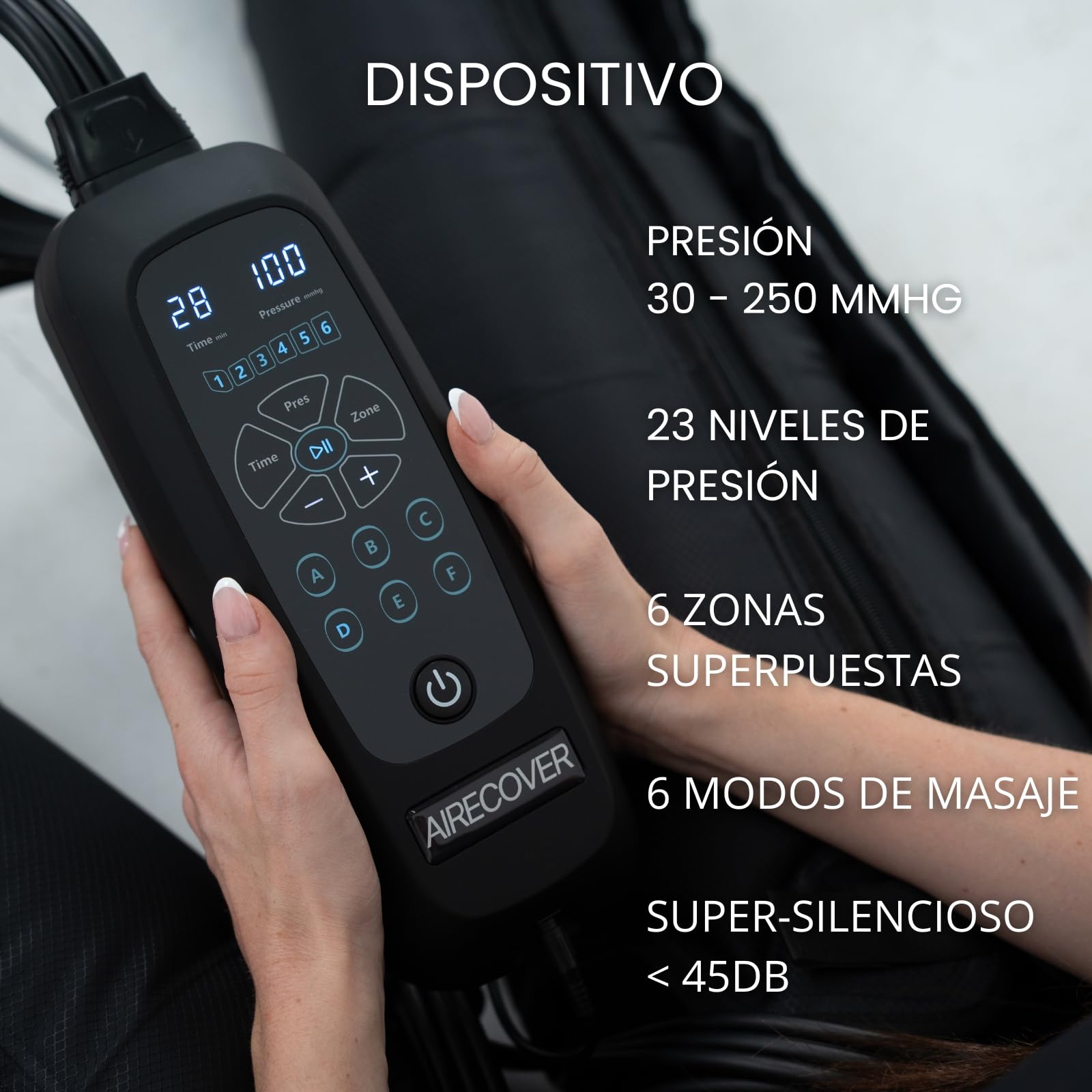 Presoterapia para Casa, Masajeador Piernas con 6 Cámaras para Mejorar la Circulación y Drenaje Linfático, Recovery Boots para Relajación Muscular y Piernas Cansadas, 6 Modos(L:176-190CM)
