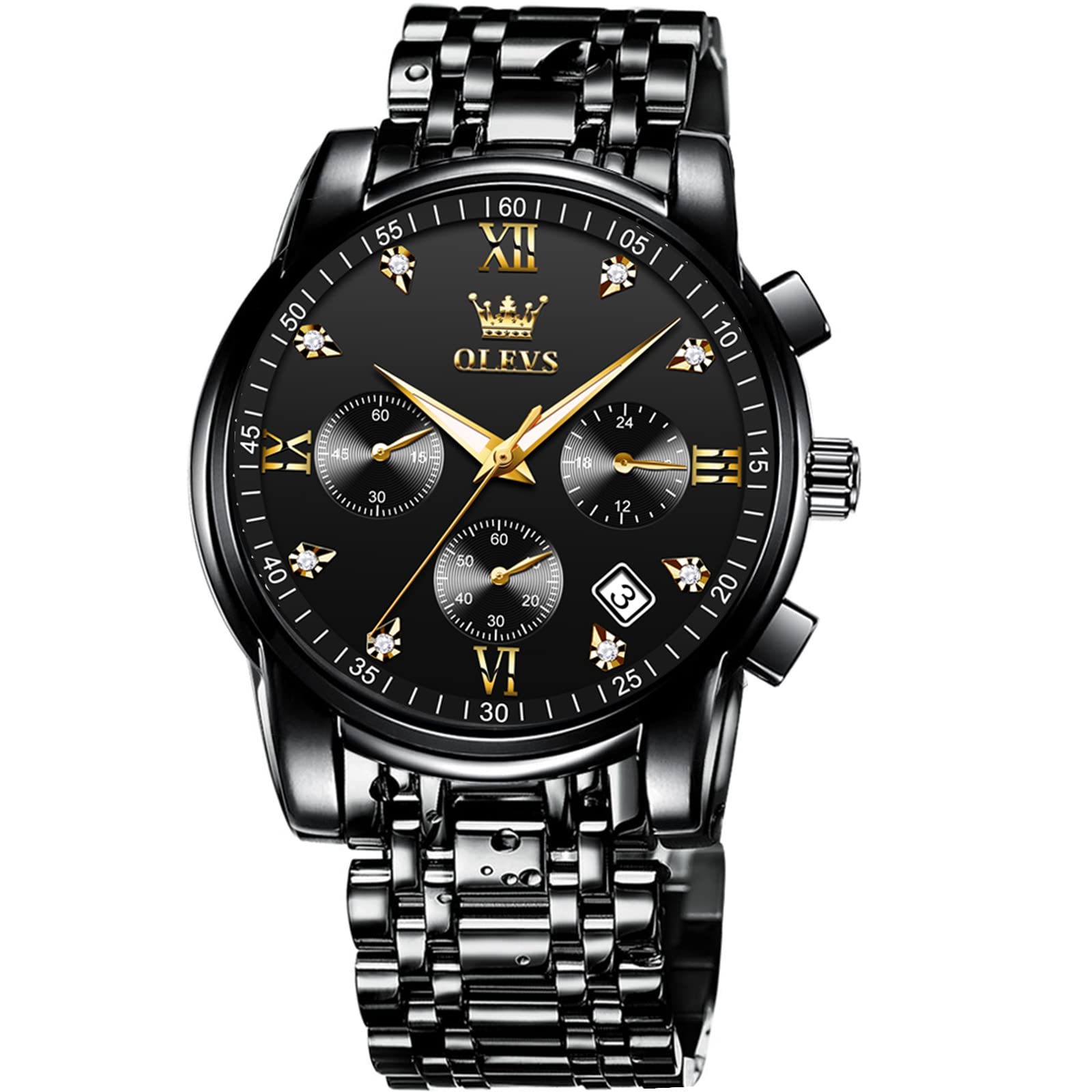 OLEVS Mens Watches Waterproof Stainless Steel Adjustable Bracelet Watch Quartz Analog Watch for Men Fashion Business Classic Mens's Wrist watch's Casual Watches Gold/Blue/Black/White/Face/Dial