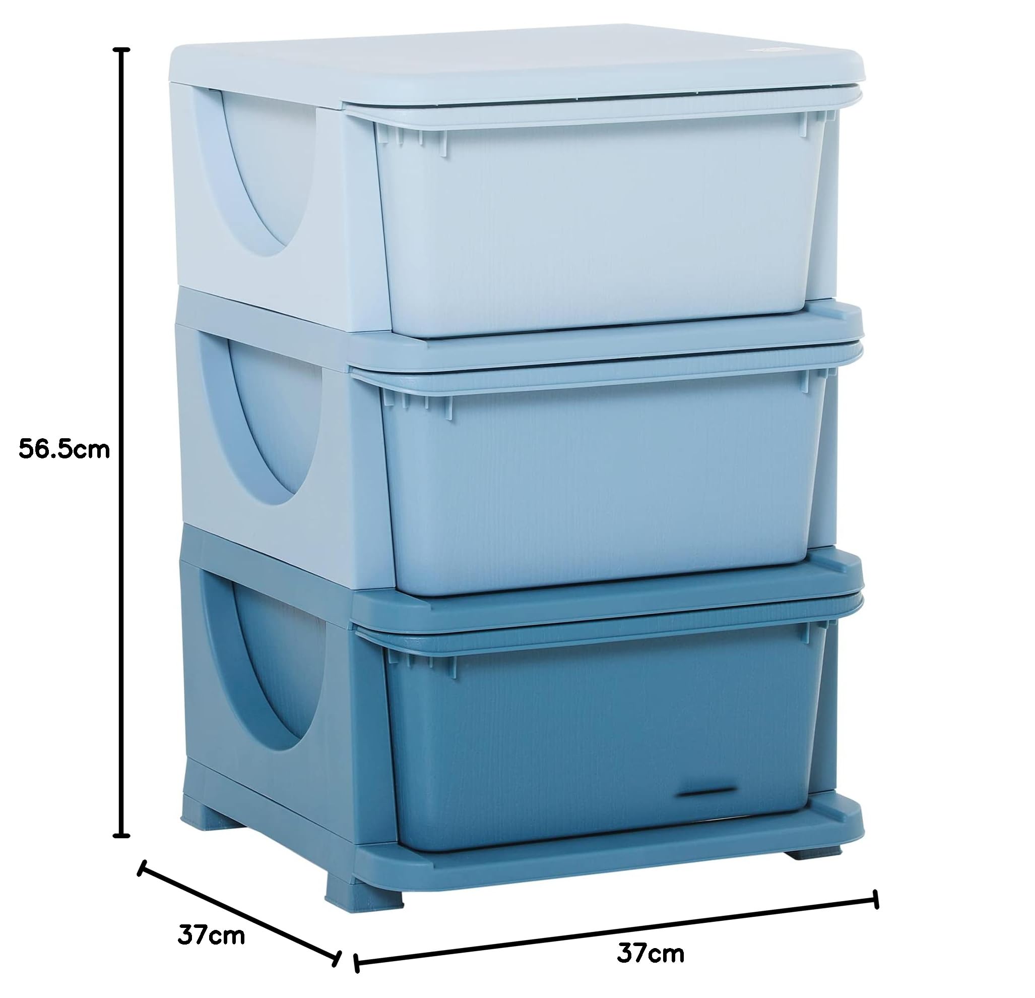 HOMCOM Cassettiera 6 Cassetti per Bambini 3-6 Anni con Bordi Arrotondati, Mobile Portagiochi in PP, 37x37x56.5cm, Blu