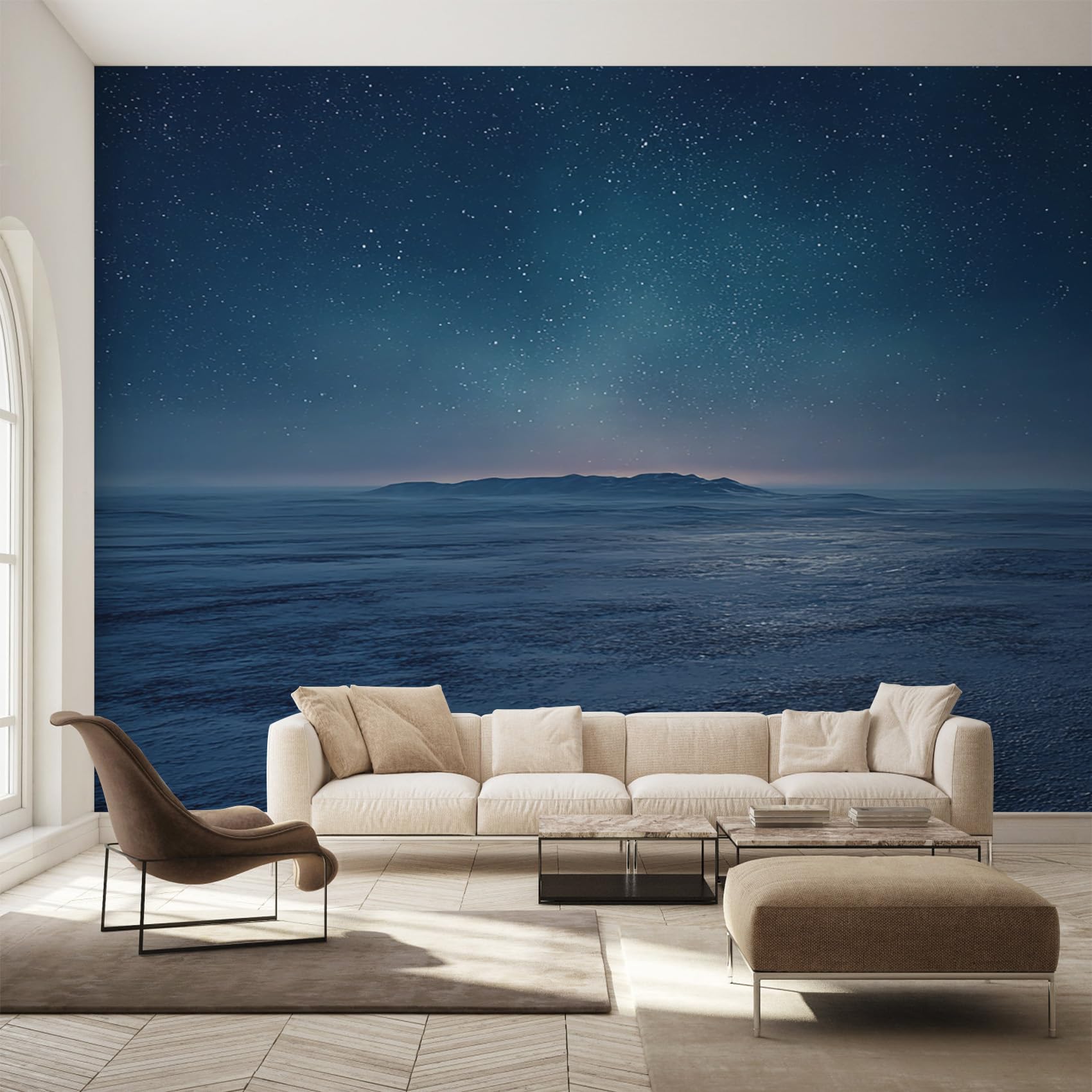 Papier peint panoramique pour salon grand décor océan intissé