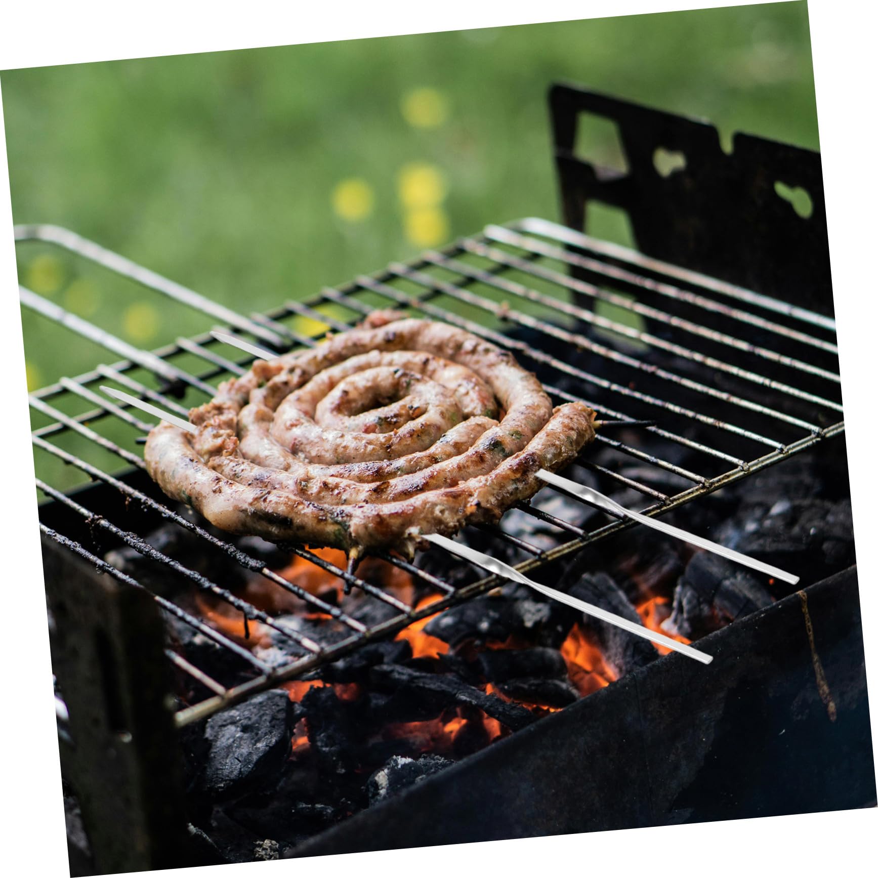 Abaodam Spiedini per Barbecue Riutilizzabili in Acciaio Inossidabile da Bastoncini per Grigliate Spiedini Larghi Antiscivolo Design Termoisolante per Sicurezza