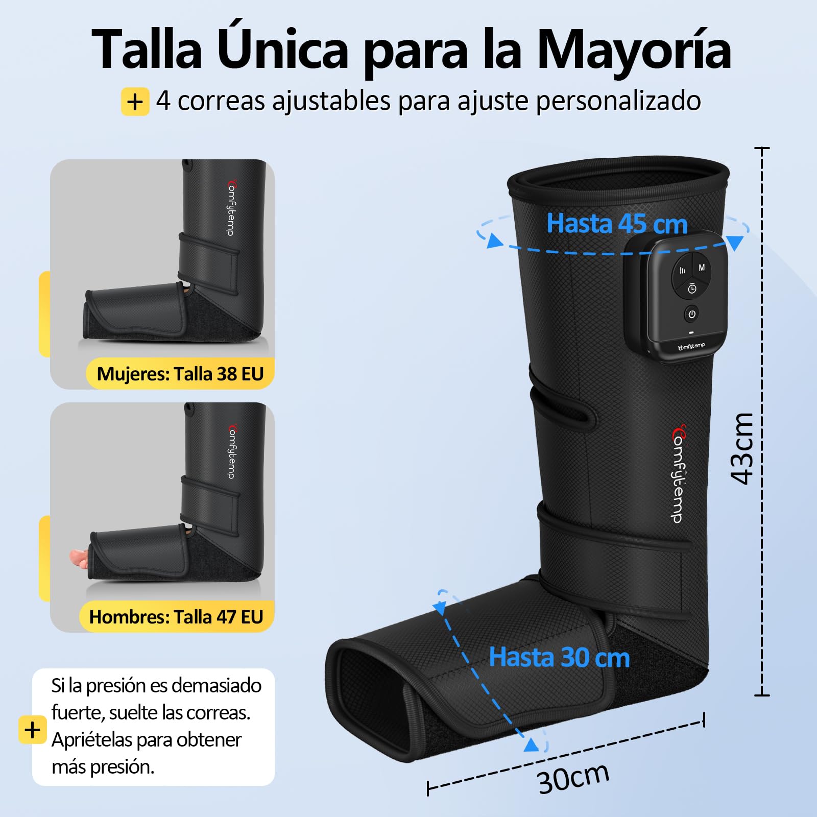 Comfytemp Masajeador de Pies y Piernas Inalámbrico, Masaje de Compresión | Batería 2500mAh, Presoterapia Piernas, Masaje Personalizable para Tobillos, Plantas y Empeines, Adecuado para Papá y Mamá