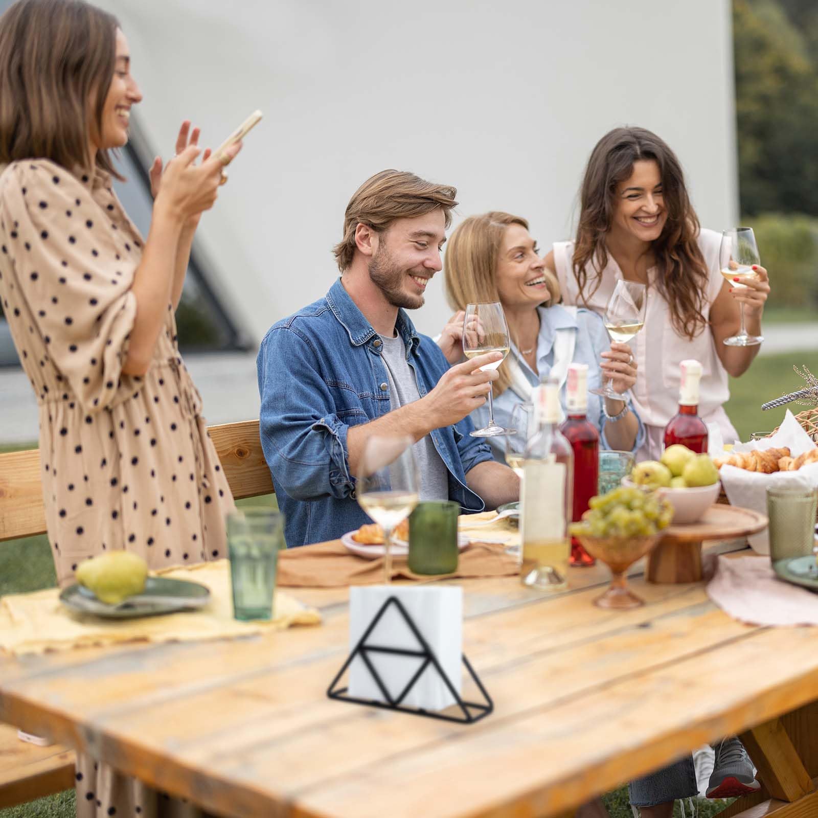 Portatovaglioli In Metallo Triangolare - Nero, Per Ristorante O Casa, Elegante E Funzionale - Foto 4