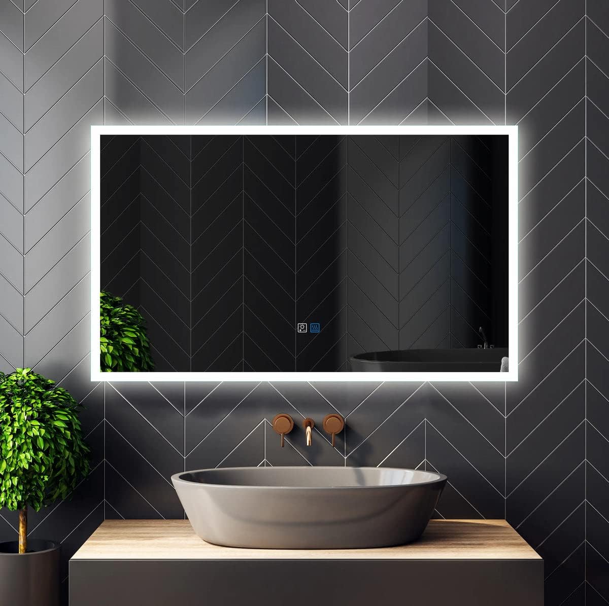 LED Lighted 40 x 24 Bathroom Vanity Mirror, Backlit, Wall Mounted, Touch Switch, Dimmable, 3 Color Light, Defogger