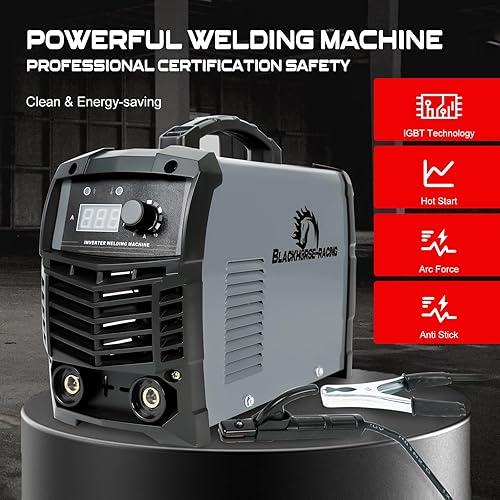 Miniatura 3 de BLACKHORSE-RACING Soldador de palo, 110220V 160A ARC IGBT Inverter Hot Start Máquina de soldadura MMA, pantalla digital ajustable, con soporte de